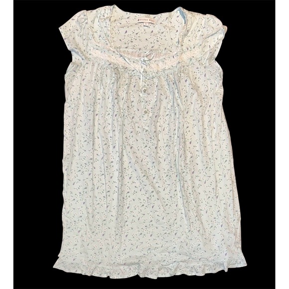 Eileen West Other - Eileen West Nightgown Floral Cap Sleeve Cotton Jersey Ballet Sz L Mint Green